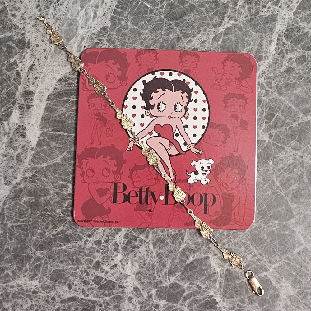 RARE 10k Gold Betty Boop 8-Character Figural Link Bracelet Heavy Collector's Pie - Picture 8 of 8